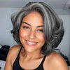 Perruque en dentelle sans colle style Bob avec raie latérale poivre et sel 5x5