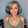 Perruque en dentelle sans colle style Bob avec raie latérale poivre et sel 5x5