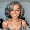 Perruque en dentelle sans colle style Bob avec raie latérale poivre et sel 5x5