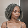 Perruque Avant En Dentelle HD 5x5 Bouclée Profonde De Cheveux Gris Sel Et Poivre