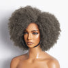 Conception Vintage | Perruque Sans Colle Rebondissante Afro Curl Avec Raie Latérale Sel Et Poivre