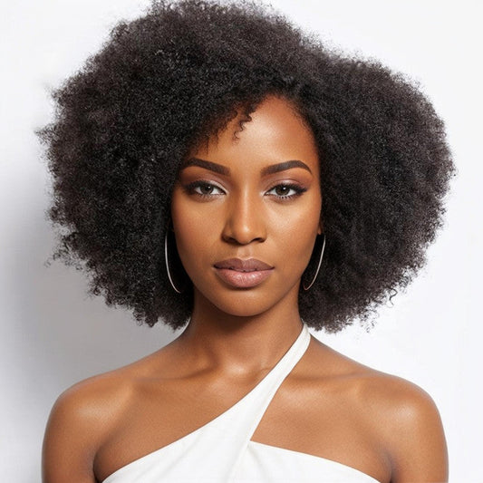 Perruque En Dentelle Minimaliste Sans Colle Rebondissante Afro Curl Avec Partie Latérale