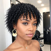 Perruque Bob Pixie Courte Bouclée Ondulée Avec Frange Cheveux Humains