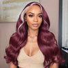 5x5 Sans Colle HD Dentelle Perruque 613/99J Blonde & Burgundy Red  Body Wave Cheveux Humains