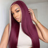 Skunk Stripe 5*5 Lace Front Wig #613/99J, Burgundy Highlights Straight Wigs