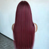 Skunk Stripe 5*5 Lace Front Wig #613/99J, Burgundy Highlights Straight Wigs