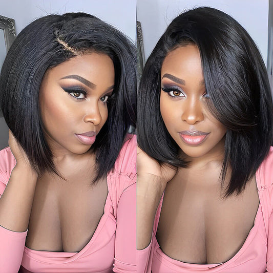 4C Edges Bob Glueless Minimalist Lace C Part Human Hair Wig | Trendy short cut