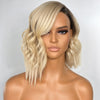 Perruque de cheveux humains Bob, coupe courte asymétrique sans colle, blond 1B/613