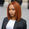 5x5 Sans Colle HD Dentelle Bob Perruque 350 Orange Ginger Lisse Droit Cheveux Humains