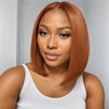 5x5 Sans Colle HD Dentelle Bob Perruque 350 Orange Ginger Lisse Droit Cheveux Humains