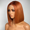 5x5 Sans Colle HD Dentelle Bob Perruque 350 Orange Ginger Lisse Droit Cheveux Humains