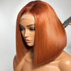 5x5 Sans Colle HD Dentelle Bob Perruque 350 Orange Ginger Lisse Droit Cheveux Humains