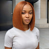 5x5 Sans Colle HD Dentelle Bob Perruque 350 Orange Ginger Lisse Droit Cheveux Humains