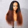 Noir à Ombre Brown Kinky Straight | Perruque en dentelle indétectable sans colle 5x5