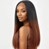 Noir à Ombre Brown Kinky Straight | Perruque en dentelle indétectable sans colle 5x5
