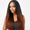 Noir à Ombre Brown Kinky Straight | Perruque en dentelle indétectable sans colle 5x5