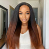 Noir à Ombre Brown Kinky Straight | Perruque en dentelle indétectable sans colle 5x5